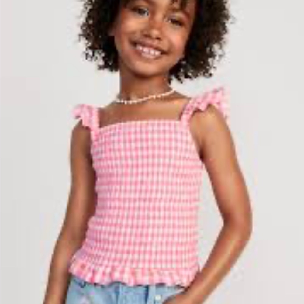 Old Navy Pink Gingham Ruffle Camisole